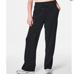 Spanx AirEssentials Double Waistband Wide Leg Track Pant in Very Black size 2X